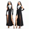 Fantasias Europeias e Americanas de Halloween para Adultos Role-Playing Páscoa Freira Cruz Virgem Vestido Fantasias de Performance