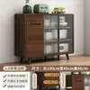 Aparador Pequeño de Apartamento Nórdico de Madera Maciza Gabinete de Té Mesa de Café Gabinete de Almacenamiento Estilo Chino Nuevo Gabinete de Almacenamiento para Dormitorio
