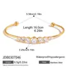 Pulseira Aberta Redonda de Zircônia Branca Wanxing Europeia e Americana Aço Inoxidável Dourado 18K Joia Transfronteiriça Design de Nicho