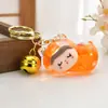 Tiktok Lindo Gato Acostado Adorable Colgante de Arena Líquida Par de Llavero Acrílico con Aceite Destellante Accesorios para Bolsos