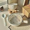 Nuevo Juego de Vajilla Cerámica de Alta Temperatura para el Hogar, Estilo Ins, Alto Valor Estético, Azul Leche, Platos y Tazones Domésticos Simples