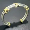 Pulseira de Cabo Torcido em Aço Inoxidável David, Design Único de Luxo de Alto Padrão, Pulseira Aberta, Disponível Exclusivamente na Amazon