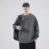 T-shirt de manga comprida de algodão pesado estilo americano marca de moda masculina primavera e outono all-matching sweater masculina primavera camisa de fundo casual solta