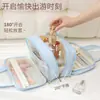 Bolsa de maquillaje grande para viaje, neceser portátil para mujer de tres capas con compartimentos, bolsa de mano impermeable para almacenamiento de cuidado de la piel