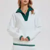 Sudadera Deportiva Caijue Europea y Americana Nueva con Media Cremallera para Mujer, Polo Casual Holgado, Traje Deportivo de Tenis