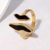 Anel Vintage de Luxo Leve Estilo Francês em Aço Inoxidável com Abertura Ajustável, Joia Dourada 18K com Gotejamento de Óleo Não Desbota, Fornecimento Transfronteiriço