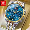 Reloj Marca Oli Shi Transfronterizo Popular Luminoso Calendario Impermeable 7 Pines Personalidad Carcasa Negocios Cuarzo Reloj de Pulsera para Hombre