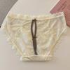 Calcinhas de Algodão com Renda de Gaze Estilo Francês Românticas para Meninas Doce Confortável Cavas Altas para Mulheres