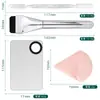 Set de Paleta de 4 Piezas Set de Paleta de Acero Inoxidable Esponja de Cojín de Aire Limpieza Fácil Mascarilla Facial Pincel de Maquillaje Herramientas de Belleza