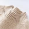 Suéter de Cashmere Grosso de Peso Pesado com Três Fios para Mulheres, Gola Alta Meia, Ombros Caídos, Ponto Trançado, Malha de Cashmere, Camada Base