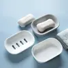 Soporte de jabón con drenaje para escritorio estilo nórdico creativo, caja de jabón de rejilla de plástico simple para baño, antideslizante