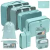 Set organizador de viaje premium, incluye 11 piezas: bolsas para guardar ropa, bolsas con cordón, bolsas para cosméticos y artículos de tocador, y bolsas de malla plegables para almacenamiento