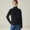Nuevo suéter de cachemira de cuello alto para otoño e invierno para mujer, camiseta básica de punto ajustada, suéter de cachemira de manga larga