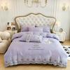 Cor Sólida Estilo Francês de Luxo Leve Marca Grande Bordado de Renda Algodão Lavado Conjunto de Quatro Peças Touca de Cama Exportação Atacado Transfronteiriço