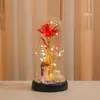 Lâmpada Flor Rosa Dourada Simulada Eterna Presente de Aniversário para Meninas Luz Noturna Luminosa Ornamento de Mesa Presente de Festival