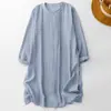 Fotos Reales de la Ropa 2026 Nuevo Estilo Blanca Fresca Resistente al Ruido, Suave y Amigable con la Piel, Cómoda de Cuello Redondo con Pliegues para Viajes y Protección Solar
