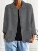 Camisa de Algodón y Lino Holgada para Mujer Primavera y Otoño 2026 con Cuello de Solapa, Mangas Largas, Botones de Madera Vintage, Chaqueta Camisa Versátil Casual