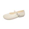 Zapatos de Mujer de Ganchillo Calado con Malla de Pescado de una Sola Tira 2025 Nuevos Zapatos Planos de Ballet de Punta Redonda Sandalias Tejidas