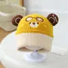 Nuevo gorro de punto cálido de invierno para niños, gorro de punto infantil, estilo coreano ins, lindo gorro de punto de oso de dibujos animados