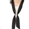Bufanda de seda con lunares y cuentas para primavera y verano para mujer, bufanda de cuello vintage, accesorio de alta gama, bufanda larga de seda versátil y ajustable
