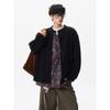 Sudadera con Cuello Redondo Bloque de Color para Hombre 2025 Nuevo Cárdigan Top Casual Diseño Conjunto de Dos Piezas Sudadera Oversize Retro para Hombre