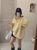 Nuevo Suéter de Punto Informal Coreano Simple con Media Cremallera para Mujer, Suéter Pulóver Básico Holgado Adelgazante con Capucha para Otoño e Invierno