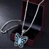 Colar Pingente Borboleta Turquesa Vintage Mais Vendido Internacional Moda Personalizada Boêmia Corrente de Lã Borboleta