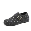 2026 Nuevos Zapatos de Lana Birkenstock de Lunares Otoño Invierno Zapatos de Algodón con Tacón Oculto Zapatos Perezosos Cómodos Zapatos de Deslizamiento Individuales para Mujer