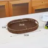 Cesta de fruta tejida de imitación de ratán tejida a mano cesta de almacenamiento de snacks para supermercado marco para frutas y verduras cesta de pan bandeja rectangular
