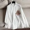 2026 Cardigan Blusa Camisa de Estilo Chino de Hada con Cuello Alto Fruncido Bordado con Cuentas al por Mayor N1ET9330