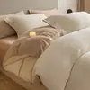 Juego de Cuatro Piezas de Hilo de Doble Capa Leche Terciopelo Otoño e Invierno Engrosado Cálido Cubrecolchón de Terciopelo Coral Sábanas y Sábanas Ajustables Ropa de Cama de Terciopelo de Algodón
