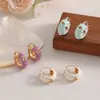Pendientes de Color Morandi de Gama Alta Personalidad Simple Versátiles Joyería para Orejas Estilo Dulce Fresco Aretes de Presión Moda Temperamento Pendientes Romanos