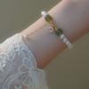 Pulsera de perlas de agua dulce estilo coreano, anillo único de moda, ágata roja, oro, cristal de la fortuna, joyería, pulsera al por mayor