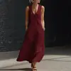 Vestido de Tirantes Casual de Algodón y Lino sin Mangas con Cuello en V y Botones, Estilo Europeo y Americano, Transfronterizo de TikTok, Primavera/Verano 2026