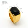Anillo de Acero Inoxidable con Resina Negra de Venta Caliente Transfronteriza, Anillo Personalizado Retro de Lujo Ligero Chapado en Oro de 18K que No Se Desvanece