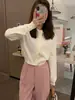 Cárdigan de Punto Gris Estilo Coreano para Mujer Otoño Delgado Simple Adelgazante Manga Larga Cuello Redondo Prenda Exterior Sencilla Talla Única Negro
