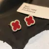 Pendientes Elegantes de Plata de Ley S925 Pendientes de Alta Calidad para el Trabajo Elegantes Sencillos Versátiles Pendientes de Trébol de Cuatro Hojas para Mujer