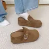 Sandalias Birkenstock de estilo retro, con tacón bajo y suela de plataforma para mujer, nueva colección otoño 2026, diseño sin cordones, adecuadas para usar en exteriores, con punta cerrada, estilo de media zapatilla