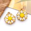 1 Pingente Pingente Aço Inoxidável Eletrogalvanizado a Vácuo Esmalte Colorido Gota de Óleo Girassol Margarida Acessórios de Joalheria DIY