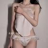 Ropa Interior Sexy Vientre Sexy Cuello Retro Palacio Uniforme de Mujer Traje Encaje Panties Abiertos Traje Apasionado
