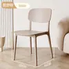 Silla de Comedor Estilo Crema Hogar Apilable Silla de Ocio con Respaldo Silla para Comer Plástico Espeso Simple Moderno Silla para Sala de Estar