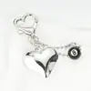 Ins Coreano Dulce Chica Cadena de Corazón Plateado con Lazo Colgante para AirPods Llavero de Chica Decoración Colgante para Bolso