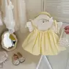 Vestido novo de verão para meninas 2025 estilo western doce manga borboleta princesa saia infantil camisa baby doll