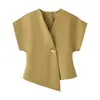 Comércio Exterior Atacado 2026 Novo Estilo Europeu e Americano Moderno Verão Slim-Fit Três Cores Botão Único Ajuste na Cintura Manga Curta Camisa Top