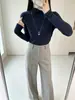Moderna e Versátil!~ Camada Base de Lã Merino para Outono de 2026, Novo Gola Alta Meia Simples e Macia, Mangas Longas Casuais e Versáteis