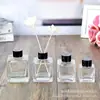 Botella cuadrada transparente para aromaterapia 250ml, botella difusora de perfume de ratán y flor seca 200ml, decoración de botella para aromaterapia de aceites esenciales