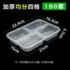 Caixas de Almoço Descartáveis com Quatro Compartimentos, Caixas de Almoço para Viagem, Recipientes Retangulares Divididos de Grau Alimentício para Fast Food