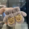 Manoplas Gruesas de Felpa de Invierno para Niños con Diseño de Oso de Dibujos Animados, Cálidas y Lindas, Adecuadas para Niños y Niñas, con Correa para el Cuello