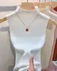 20226 Top de Punto sin Mangas para Primavera/Verano Ajustado con Cuello Halter Chaleco Capa Base para Mujer