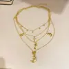 Collar de Luna de Circonita Estilo Metal Transfronterizo Europeo y Americano, Cadena para Clavícula de Moda de Nicho de Lujo Ligero con Acabado de Alta Gama para Mujeres